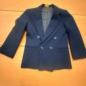 VTG Michael James Double Breasted Blazer Kids Size 5 Slim Navy Blue Old Money